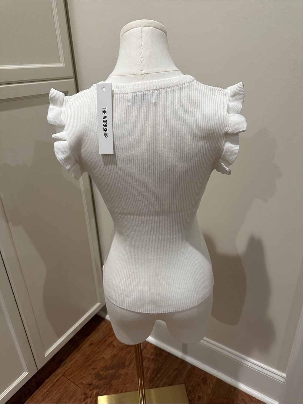 The Workshop White Ribbed Ruffle-Trim Tank - Picture 2 of 2
